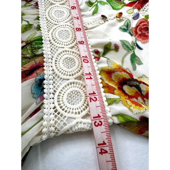 Avec Les Filles Floral Lace Trim Long Sleeve Boho Dress Size 4 - Picture 9 of 13